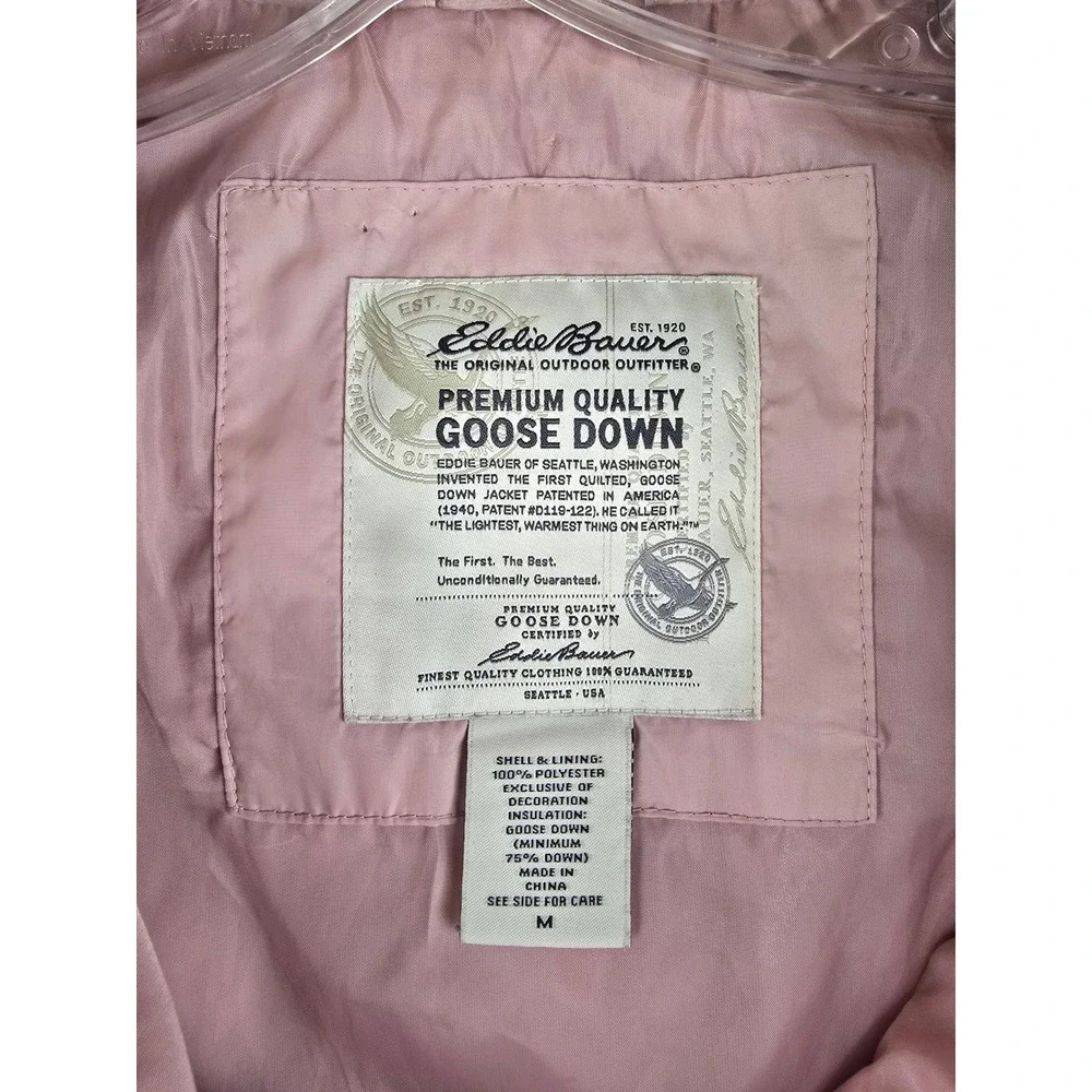 Eddie Bauer Vest Women Medium Pink Goose Down Quilted Puffer Gorpcore Outdoor